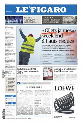 Le Figaro du Samedi 1er et Dimanche 2 Décembre 2018