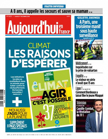 Aujourd’hui en France du Samedi 1er Décembre 2018