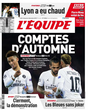 L’equipe du Dimanche 2 Décembre 2018