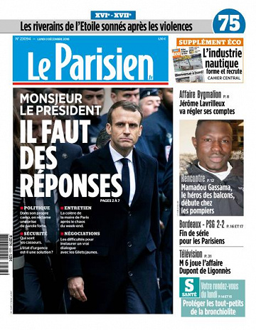 Le Parisien du Lundi 3 Décembre 2018