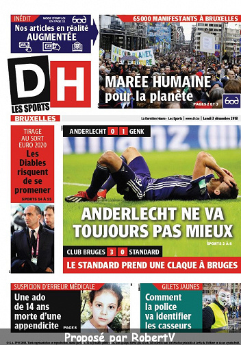 La Dernière Heure (3 éditions) - Lundi 3 Décembre 2018