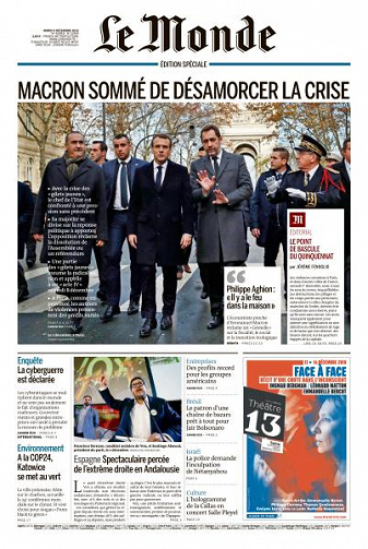 Le Monde du Mardi 4 Décembre 2018