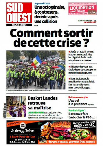 Sud Ouest Dax - Sud-Landes - Lundi 3 Décembre 2018