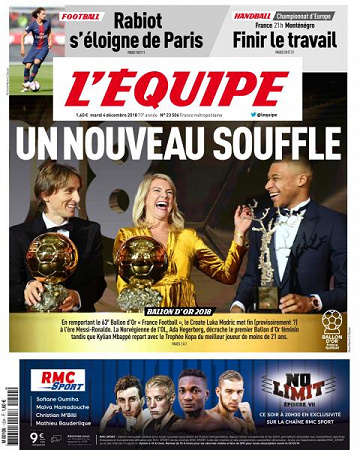 L’equipe du Mardi 4 Décembre 2018