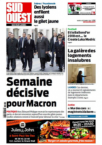 Sud Ouest Dax - Sud-Landes - Mardi 4 Décembre 2018