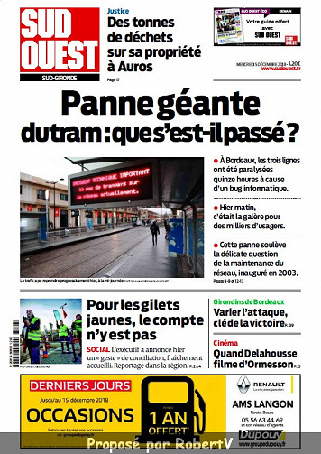 Sud Ouest Sud-Gironde - Mercredi 5 Décembre 2018