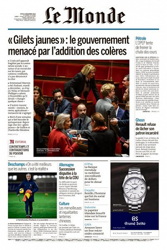 Le Monde du Jeudi 6 Décembre 2018
