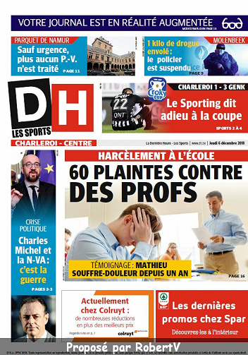 La Dernière Heure (3 éditions) - Jeudi 6 Décembre 2018
