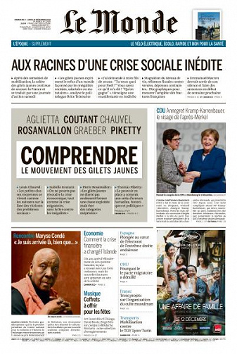 Le Monde du Dimanche 9 et Lundi 10 Décembre 2018