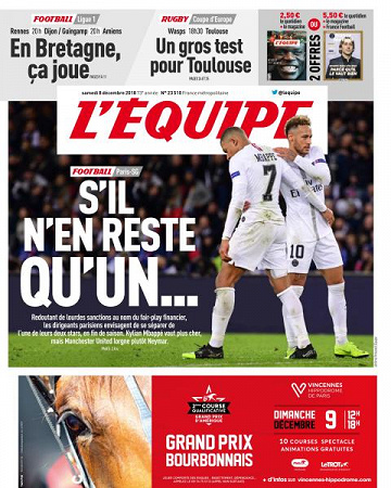 L’equipe du Samedi 8 Décembre 2018