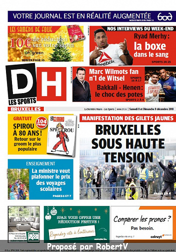 La Dernière Heure (3 éditions) - Samedi 8 et Dimanche 9 Décembre 2018