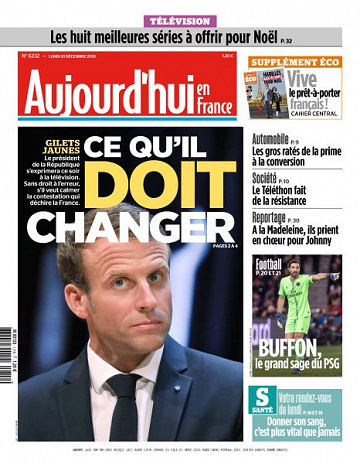 Aujourd’hui en France du Lundi 10 Décembre 2018
