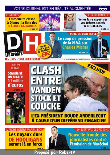 La Dernière Heure (3 éditions) - Mardi 11 Décembre 2018