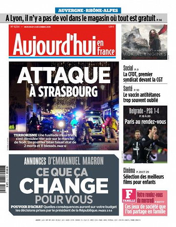 Aujourd’hui en France du Mercredi 12 Décembre 2018