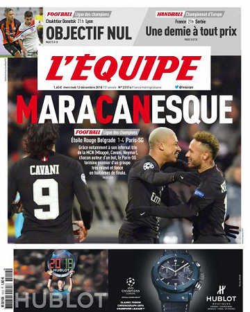 L’equipe du Mercredi 12 Décembre 2018