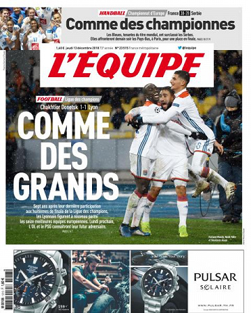 L’equipe du Jeudi 13 Décembre 2018