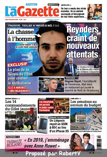 La Nouvelle Gazette (2 éditions) - Jeudi 13 Décembre 2018