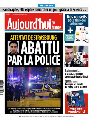Aujourd’hui en France du Vendredi 14 Décembre 2018