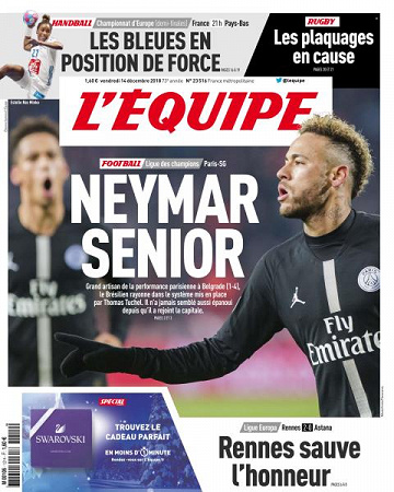L’equipe du Vendredi 14 Décembre 2018