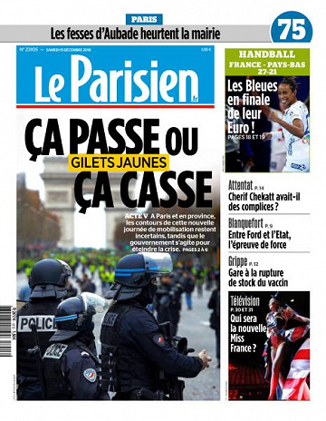 Le Parisien du Samedi 15 Décembre 2018