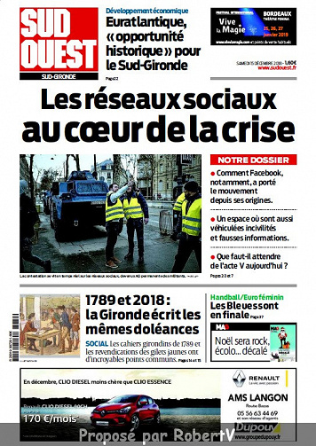 Sud Ouest Sud-Gironde - Samedi 15 Décembre 2018