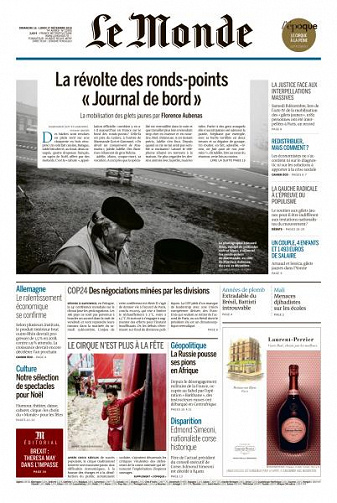 Le Monde du Dimanche 16 et Lundi 17 Décembre 2018
