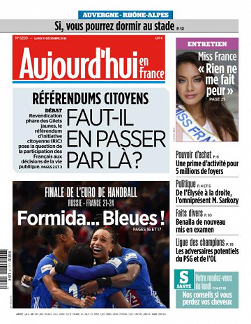 Aujourd’hui en France du Lundi 17 Décembre 2018
