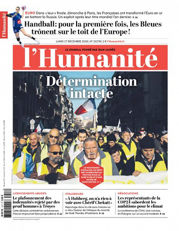 L’Humanite du Lundi 17 Décembre 2018