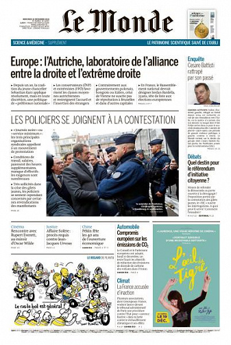 Le Monde du Mercredi 19 Décembre 2018