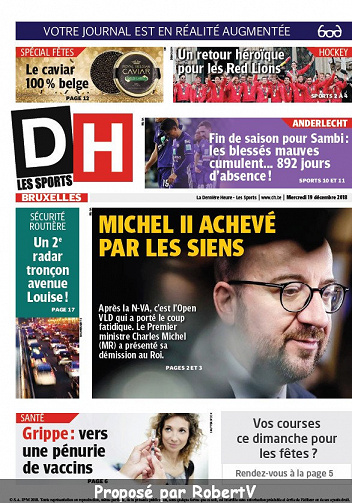 La Dernière Heure (3 éditions) - Mercredi 19 Décembre 2018