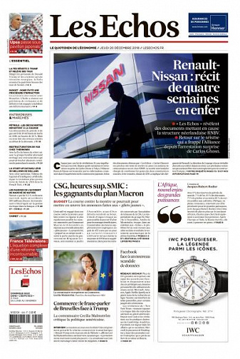 Les Echos du Jeudi 20 Décembre 2018