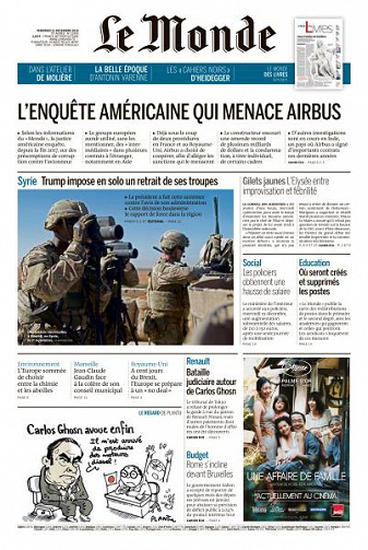 Le Monde du Vendredi 21 Décembre 2018