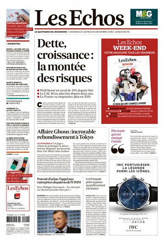 Les Echos du Vendredi 21 et Samedi 22 Décembre 2018