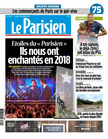 Le Parisien du Samedi 22 Décembre 2018