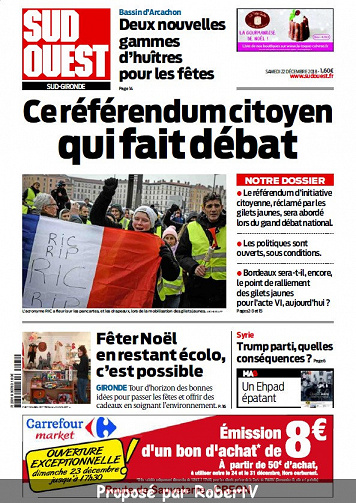 Sud Ouest Sud-Gironde - Samedi 22 Décembre 2018