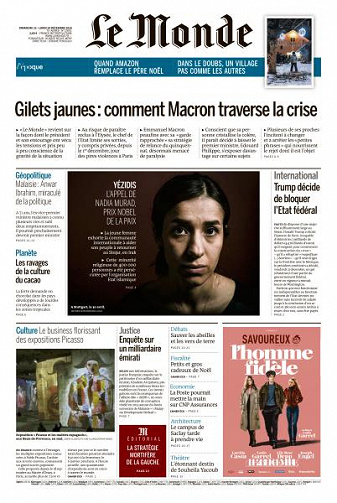Le Monde du Dimanche 23 et Lundi 24 Décembre 2018
