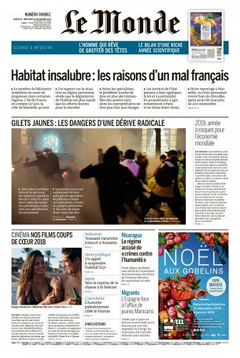 Le Monde du Mardi 25 et Mercredi 26 Décembre 2018