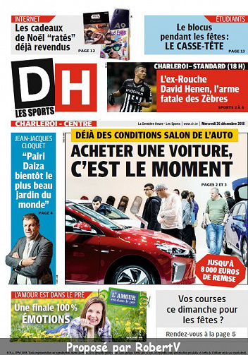 La Dernière Heure (3 éditions) - Mercredi 26 Décembre 2018
