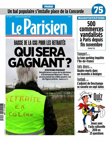 Le Parisien du Samedi 29 Décembre 2018