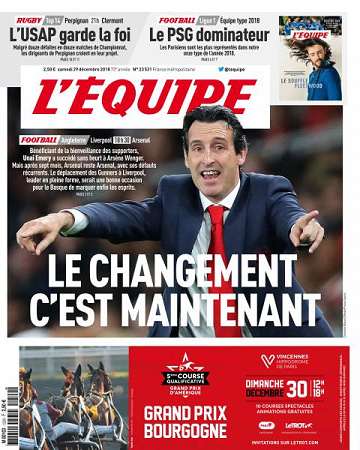 L’equipe du Samedi 29 Décembre 2018