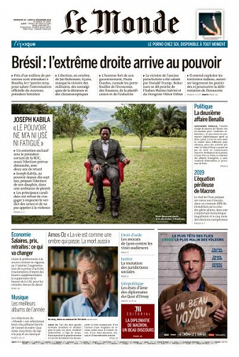 Le Monde du Dimanche 30 et Lundi 31 Décembre 2018