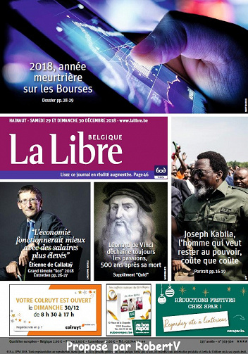 La Libre Belgique - Samedi 29 et Dimanche 30 Décembre 2018