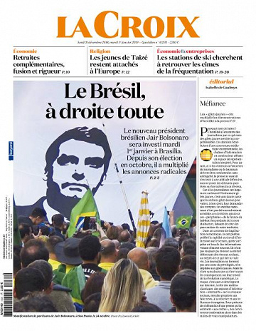 La Croix du Lundi 31 Décembre 2018 et Mardi 1er Janvier 2019