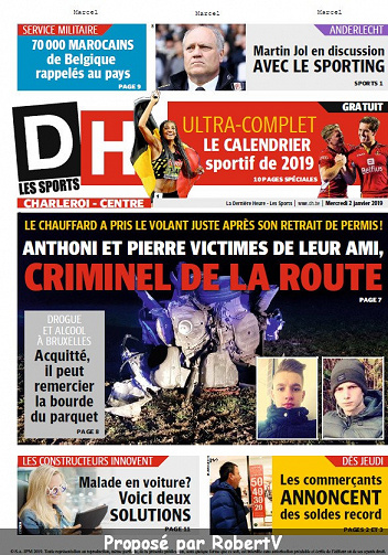 La Dernière Heure (5 éditions) - Mercredi 2 Janvier 2019