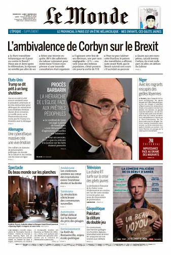 Le Monde du Dimanche 6 et Lundi 7 Janvier 2019