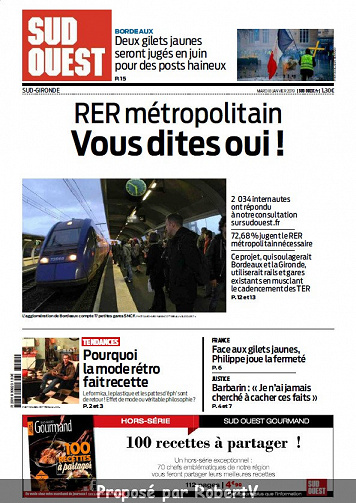 Sud Ouest Sud-Gironde - Mardi 8 Janvier 2019