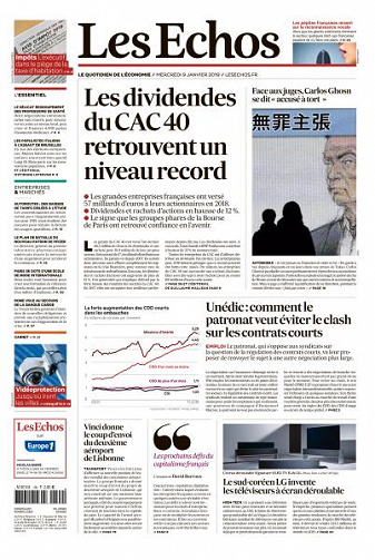 Les Echos du Mercredi 9 Janvier 2019