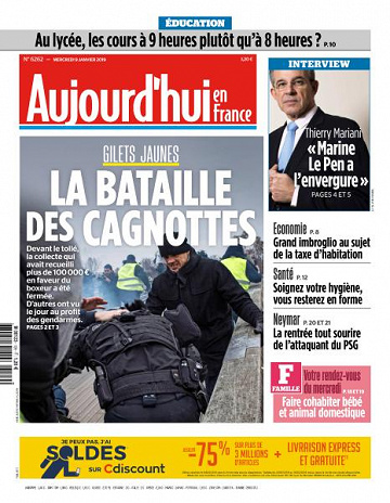 Aujourd’hui en France du Mercredi 9 Janvier 2019
