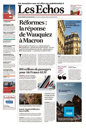 Les Echos du Jeudi 10 Janvier 2019