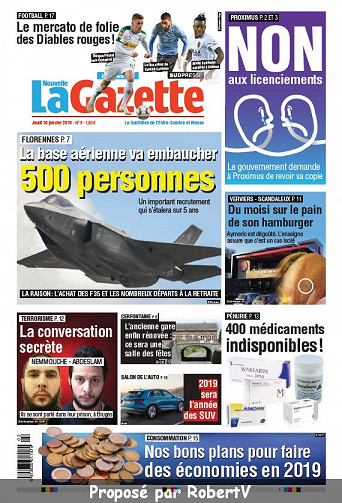 La Nouvelle Gazette (3 éditions) - Jeudi 10 Janvier 2019